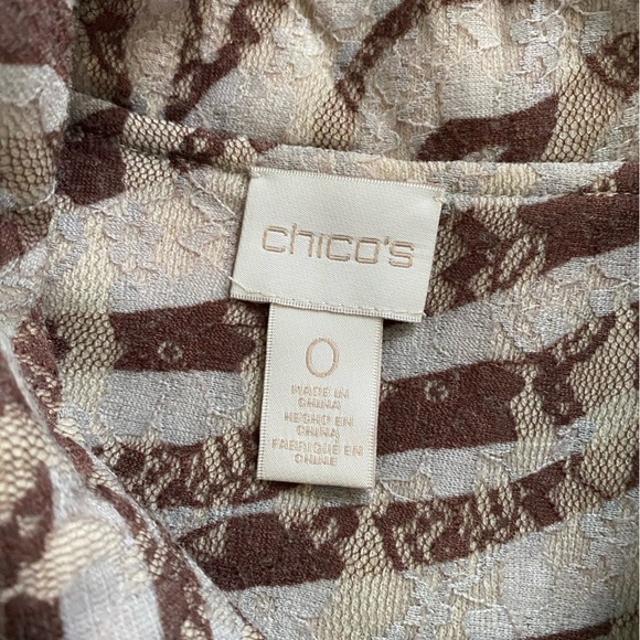 Chico’s Zebra Lace Zee Cardigan Sweater Brown/Cream Size 0= Size 4 - Picture 4 of 8